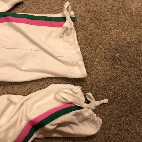 PINK Victoria's Secret White Joggers with Pink and Green Accents - Picture 5 of 6